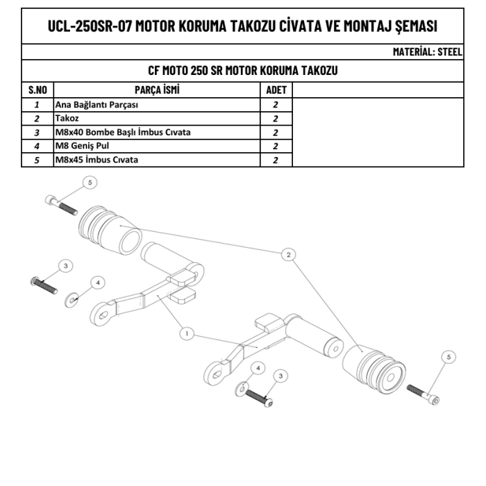 250 SR (2017-2024) KORUMA TAKOZU