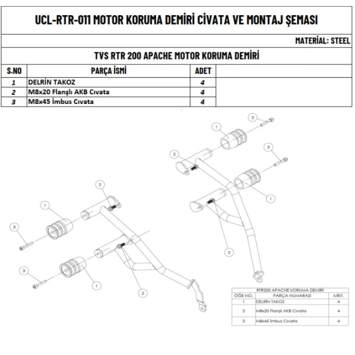 APACHE RTR 200 KORUMA DEMİRİ